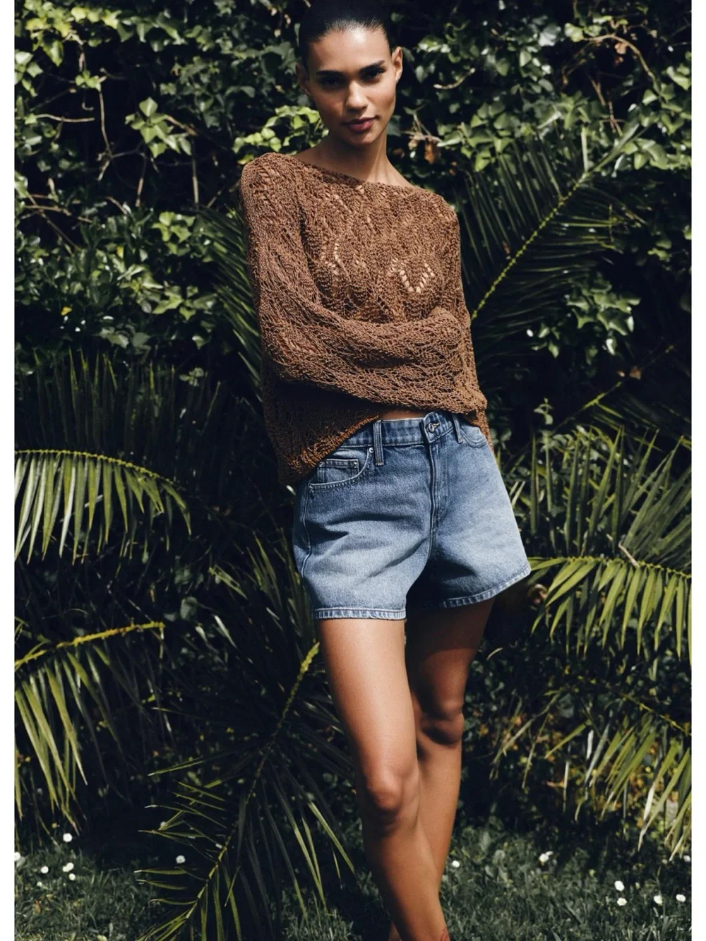Zara Crochet Knit Bell -Sleeve Top
